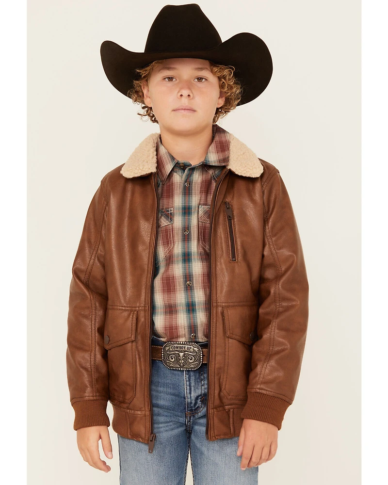 Urban Republic Little Boys' Faux Leather Bomber Jacket