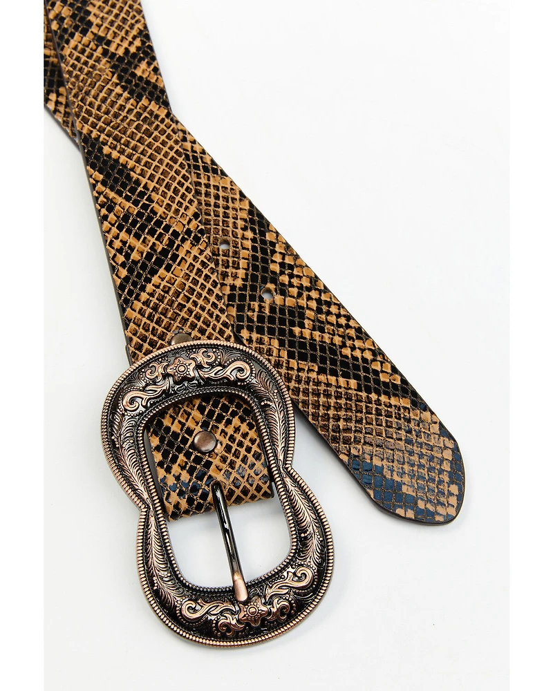 Shyanne Women's Double Loop Snake Print Belt