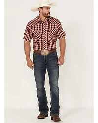 Roper Men's Classic Small Plaid Short Sleeve Pearl Snap Western Shirt