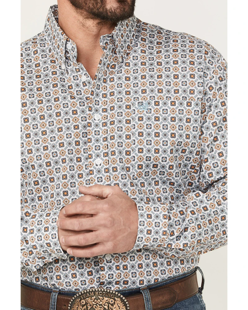 Cinch Men's Geo Print Long Sleeve Button-Down Western Shirt