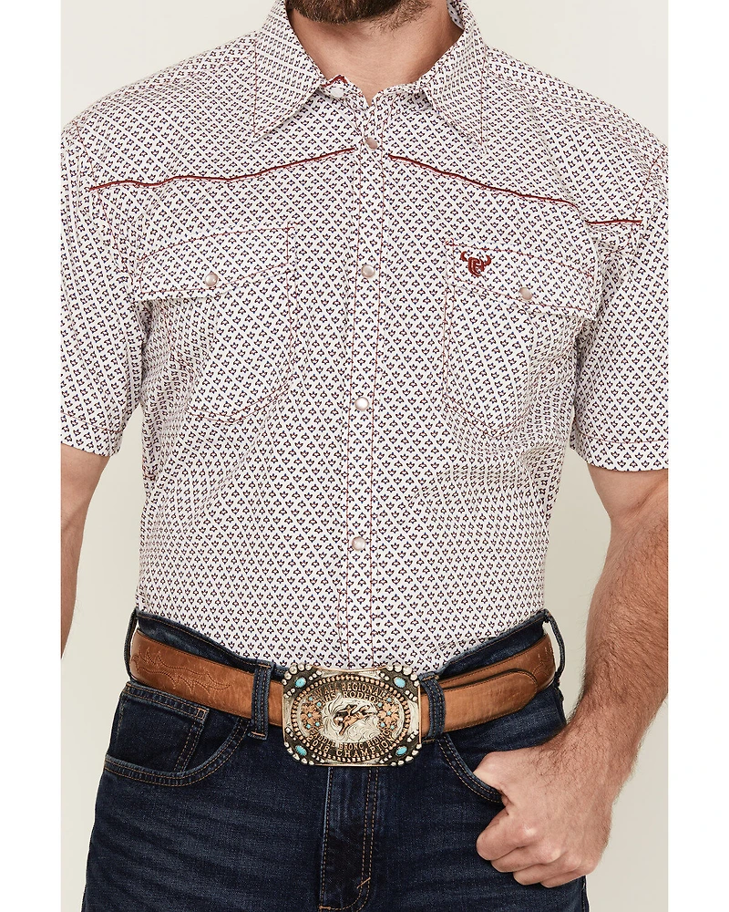Cowboy Hardware Men's Fleur Printed Short Sleeve Pearl Snap Western Shirt