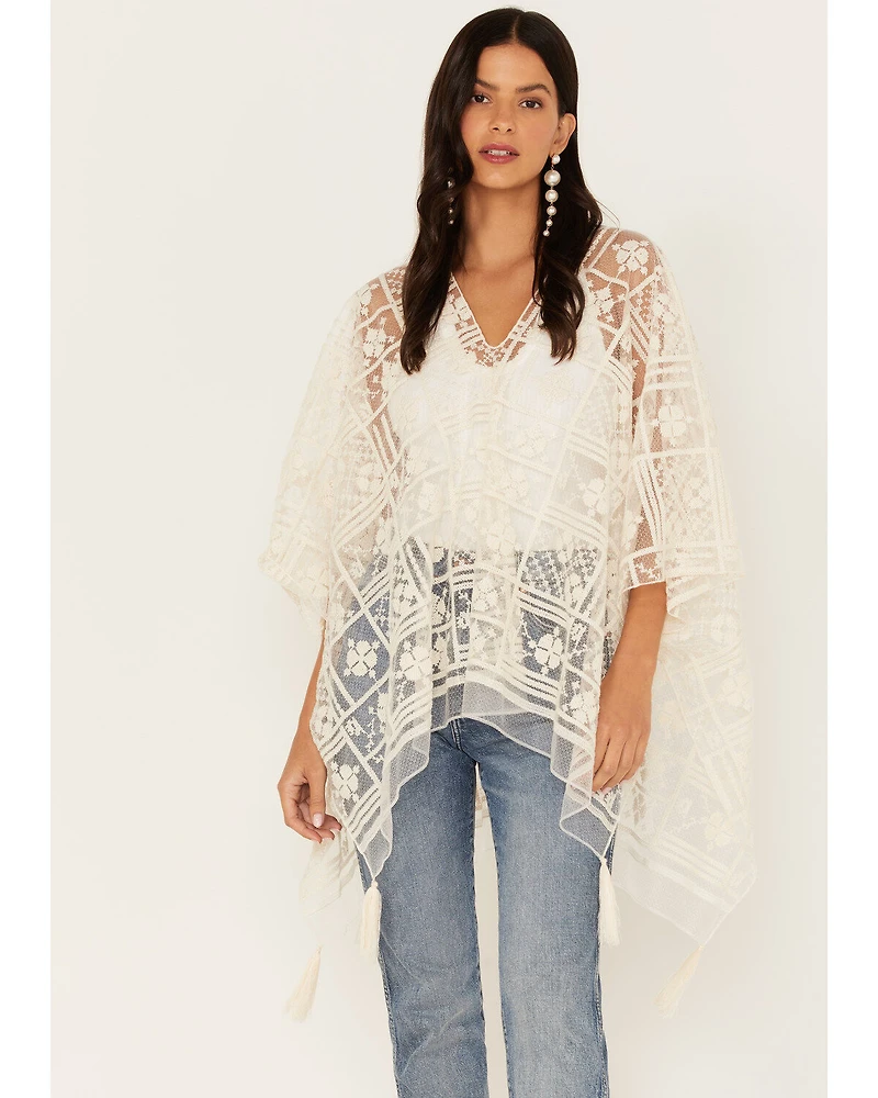 Shyanne Women's Lace Tassel Poncho