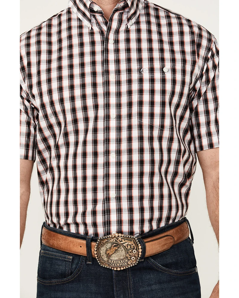 Wrangler Men's Classic Plaid Print Short Sleeve Button-Down Western Shirt