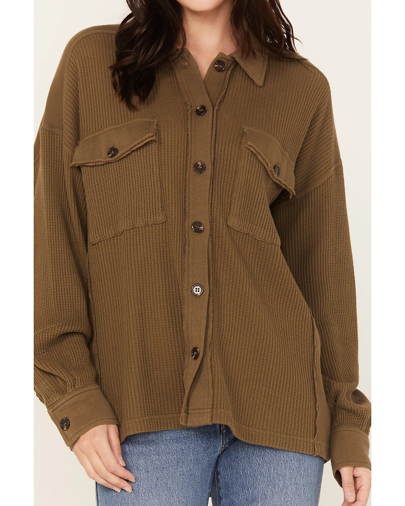 Cleo + Wolf Women's Waffle Knit Shacket