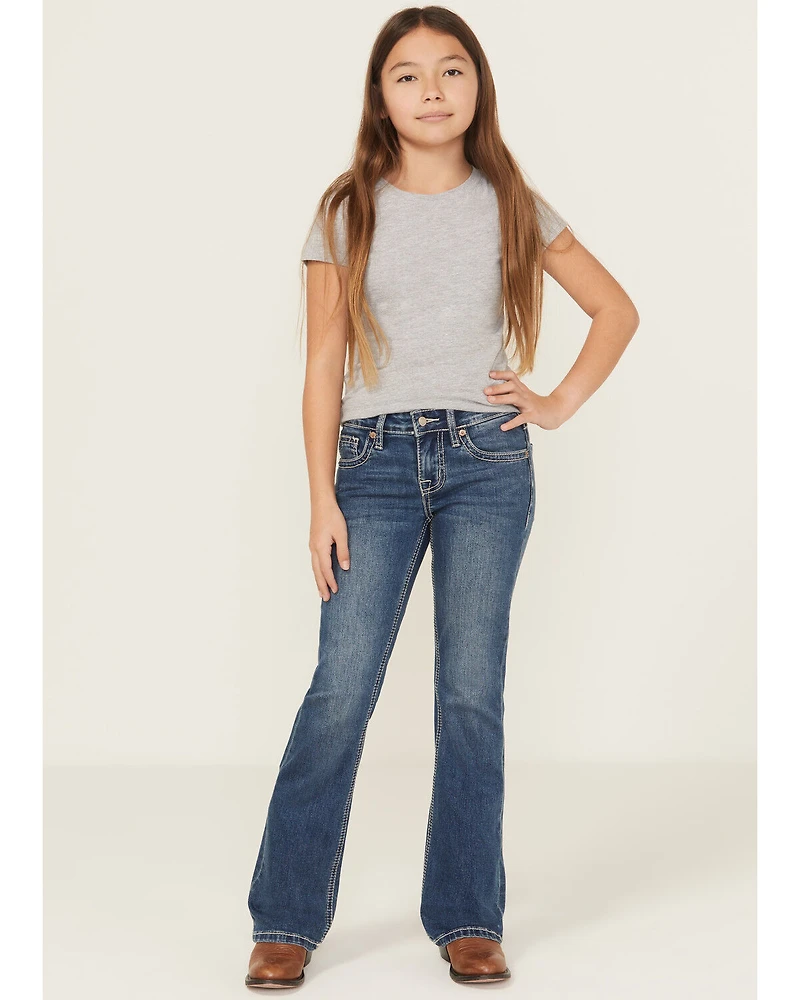 Rock & Roll Denim Girls' Star Embroidered Bootcut Stretch Jeans