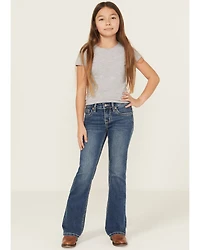 Rock & Roll Denim Girls' Star Embroidered Bootcut Stretch Jeans