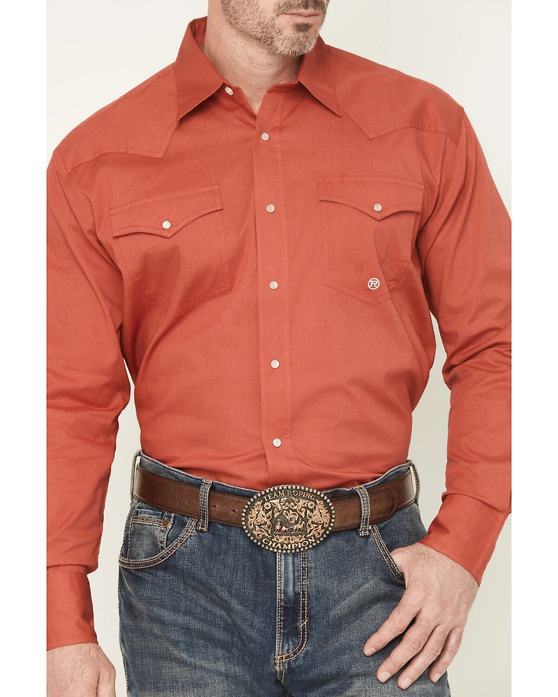 Roper Men's Solid Long Sleeve Snap Stretch Western Shirt