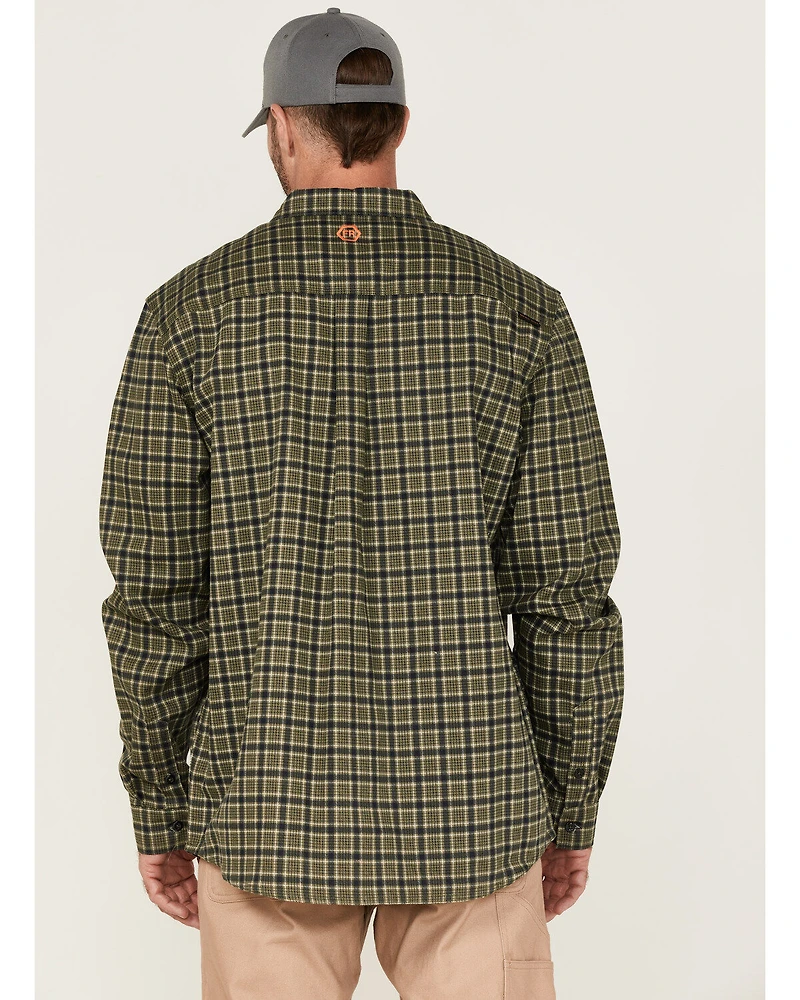 Hawx Men's FR Plaid Print Woven Long Sleeve Button-Down Work Shirt