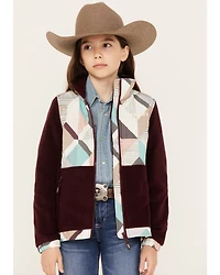 Hooey Girls' Geo Print Color Block Softshell Jacket