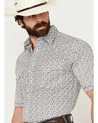 Panhandle Men's Abstract Geo Print Short Sleeve Pearl Snap Stretch Western Shirt