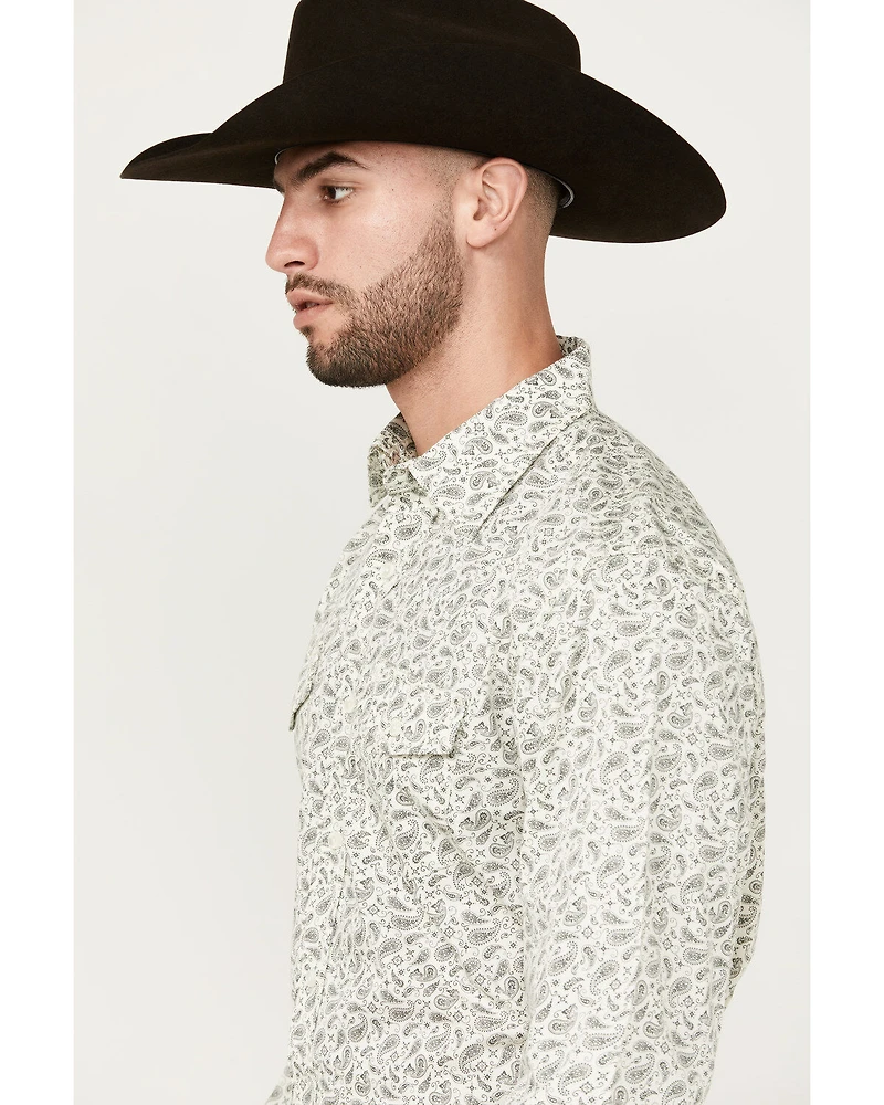 Wrangler Retro Men's Premium Paisley Print Long Sleeve Button-Down Western Shirt