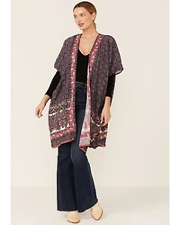 Angie Women's Purple Spice Kimono Duster