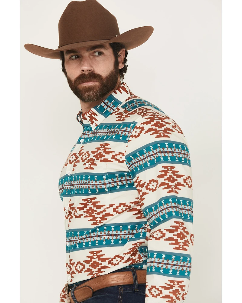 RANK 45® Men's Hansan Southwestern Striped Long Sleeve Button-Down Stretch Western Shirt