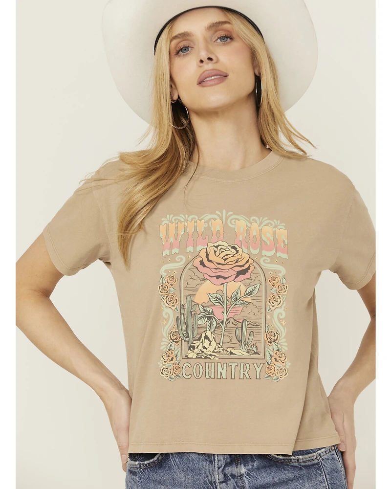 White Crow Women's Wild Rose Rhinestone Short Sleeve Graphic Tee