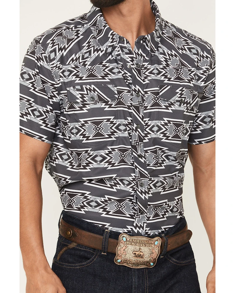 Rock & Roll Denim Men's Boot Barn Exclusive Tek Southwestern Short Sleeve Snap Stretch Western Shirt
