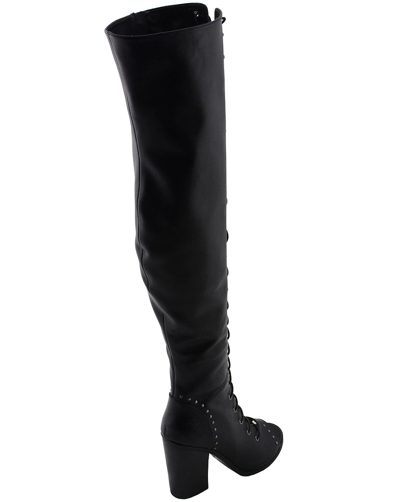 Milwaukee Leather Women's Open Toe Front Knee High Boots - Round