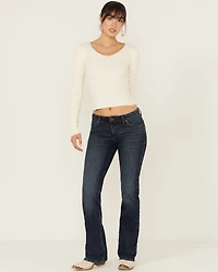 Wrangler Retro Women's Dark Wash Sierra Mid Rise Bootcut Stretch Denim Jeans