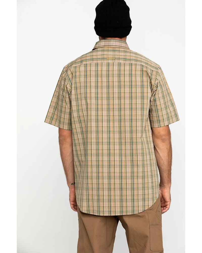 Ariat Men's Tan Plaid Rebar Made Tough Short Sleeve Work Shirt