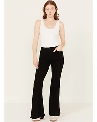 Shyanne Women's High Rise Destructed Super Flare Stretch Jeans