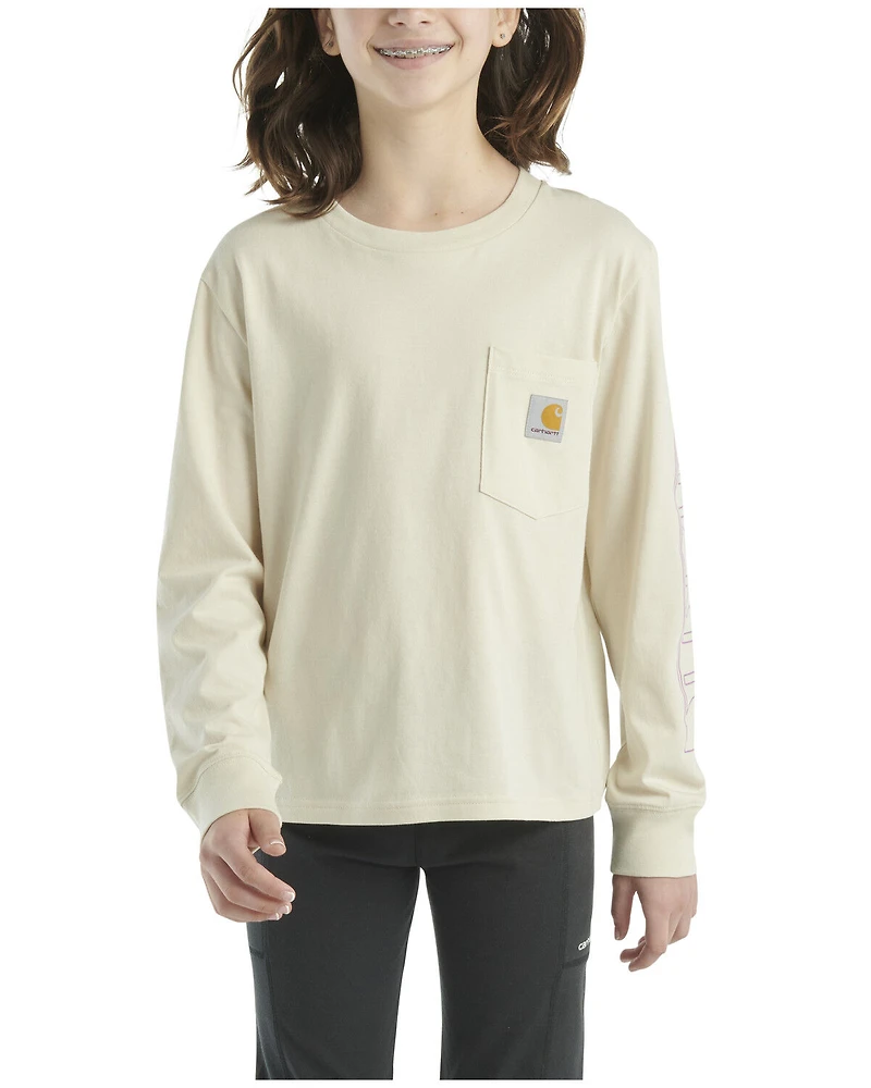 Carhartt Little Girls' Logo Long Sleeve Pocket Tee