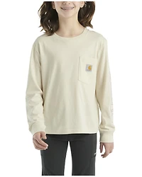 Carhartt Little Girls' Logo Long Sleeve Pocket Tee