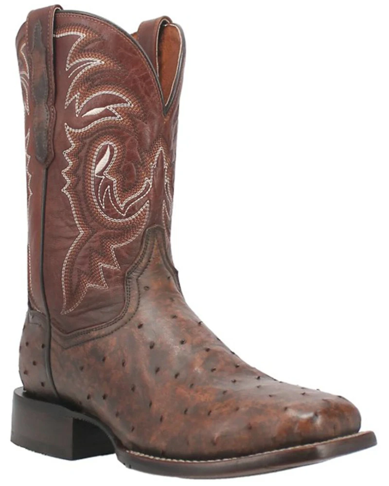 Dan Post Men's Dillinger Full Quill Ostrich Western Boots - Broad Square Toe