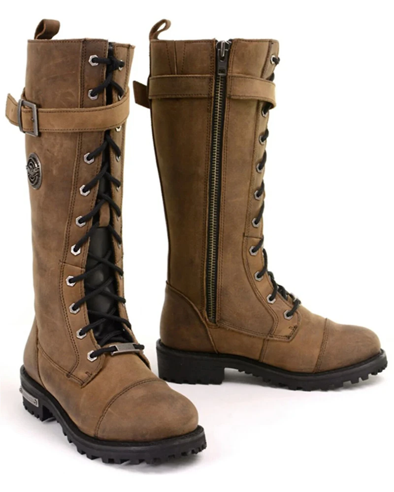 Milwaukee Leather Women's Tall Motorcycle Boots - Round Toe