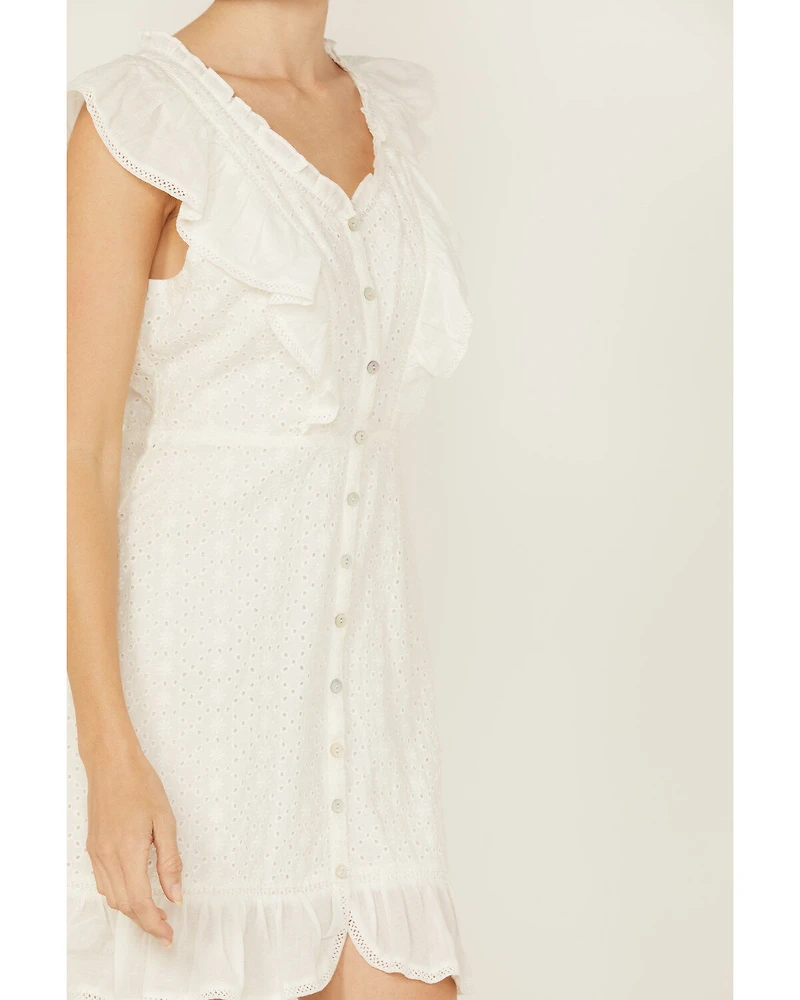 Shyanne Women's Ruffle Trim Eyelet Mini Dress