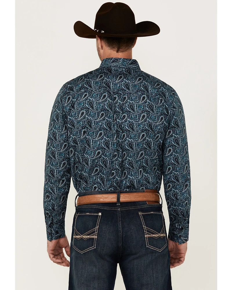 Cody James Men's Lasso Paisley Print Long Sleeve Button-Down Stretch Western Shirt - Big