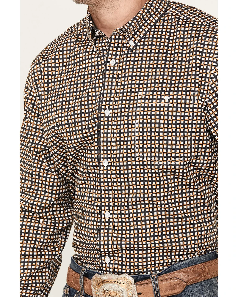 RANK 45® Men's Lightning Geo Print Long Sleeve Button-Down Stretch Western Shirt