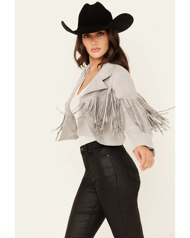Saints & Hearts Women's Faux Suede Fringe Jacket