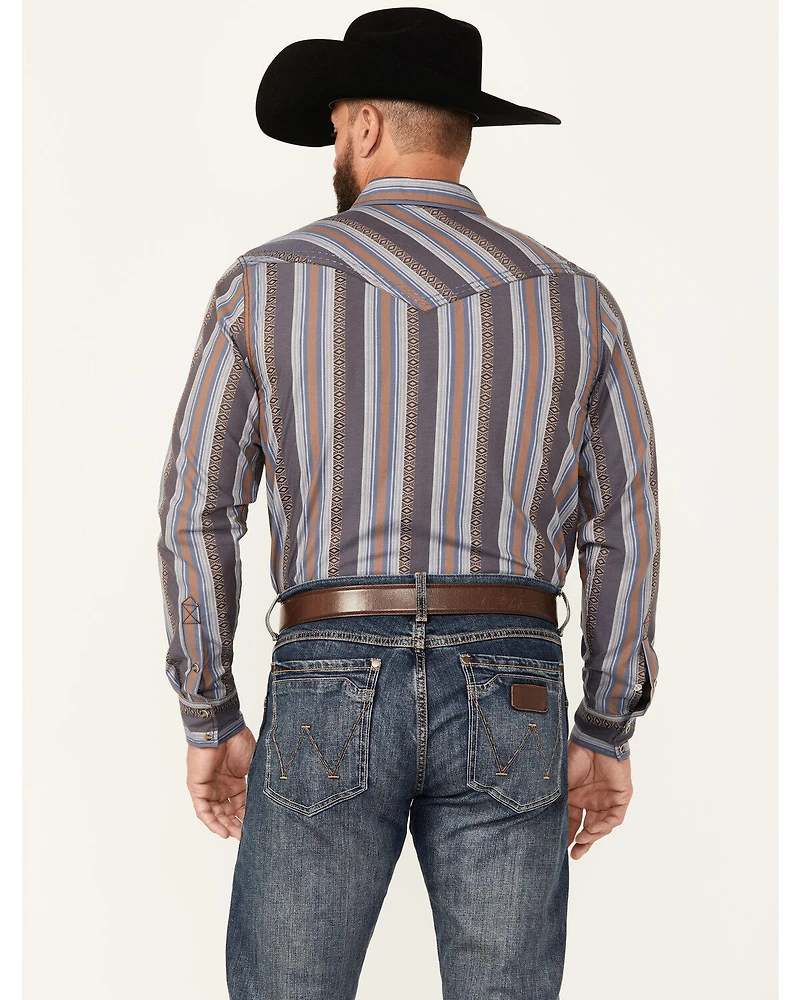 Cody James Men's Saddle Up Striped Print Long Sleeve Snap Western Shirt