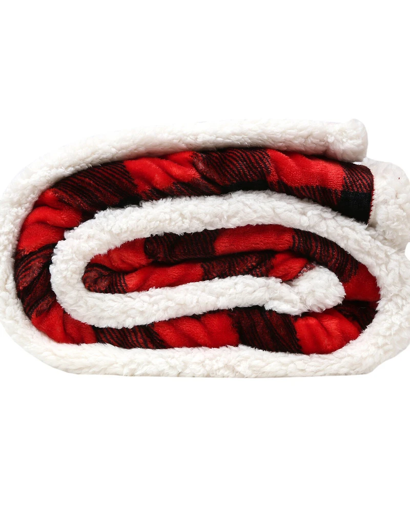 Carstens Home Lumberjack Plaid Sherpa Throw Blanket