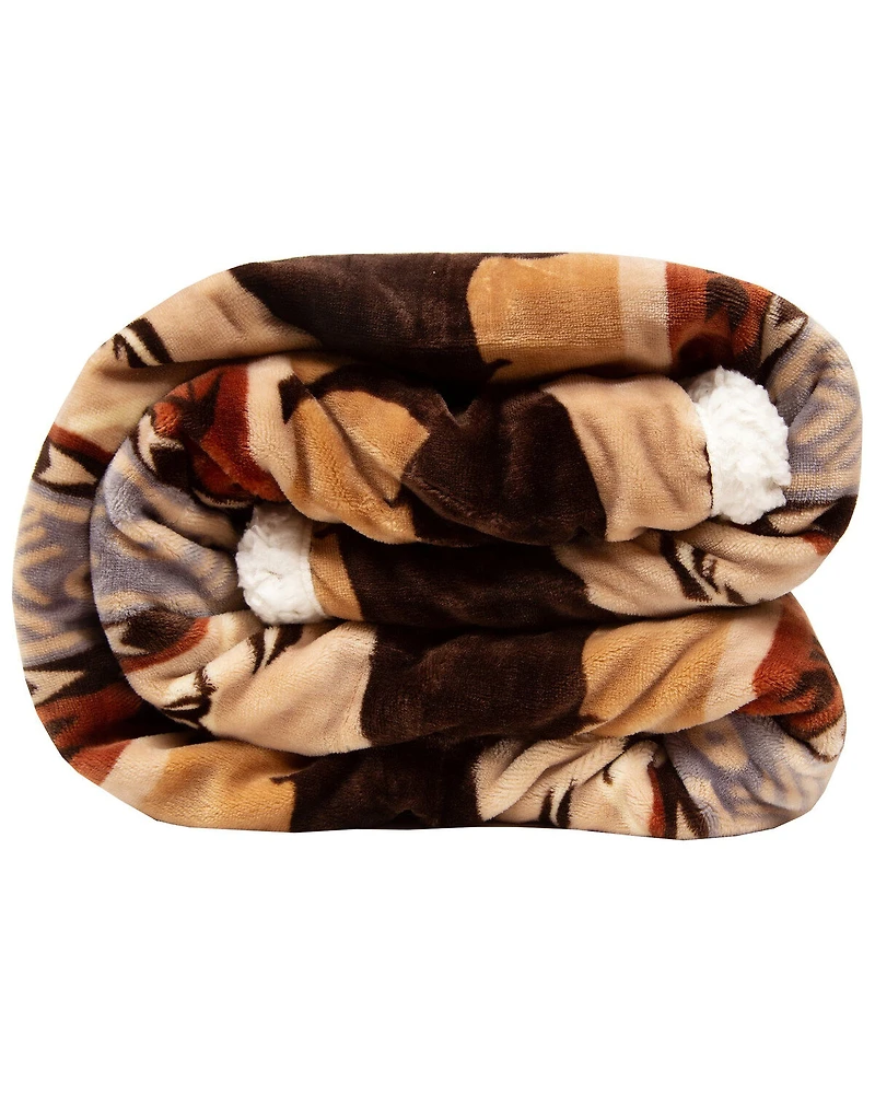 Carstens Home Wrangler Buffalo Southwestern Sherpa Fleece Throw Blanket