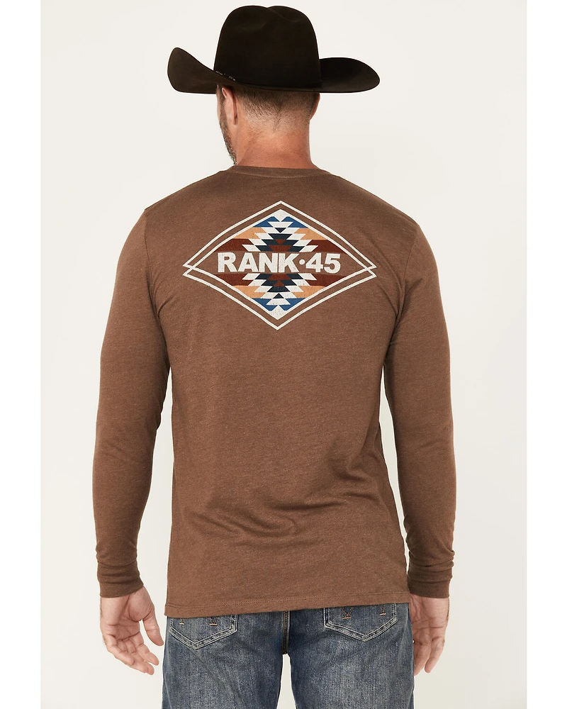 RANK 45® Men's Dusty Arena Southwestern Logo Long Sleeve Graphic T-Shirt