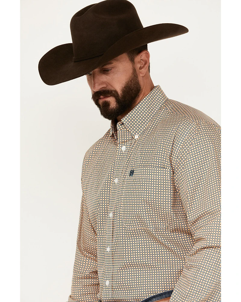 Cinch Men's Geo Print Long Sleeve Button-Down Western Shirt