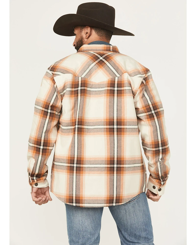 Cody James Men's Grant Plaid Print Long Sleeve Sherpa Lined Button-Down Shirt Jacket