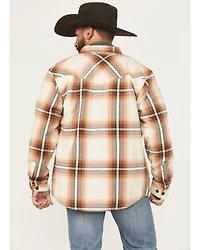 Cody James Men's Grant Plaid Print Long Sleeve Sherpa Lined Button-Down Shirt Jacket