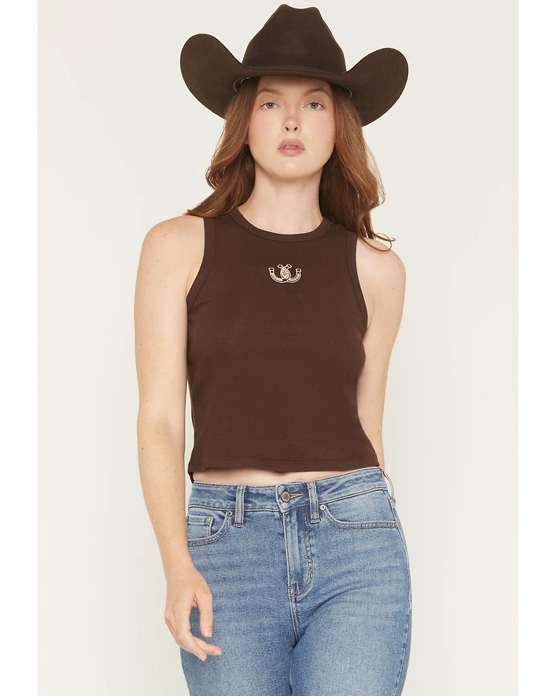 Originality Women's Horseshoe Embroidered Sleeveless Tank Top