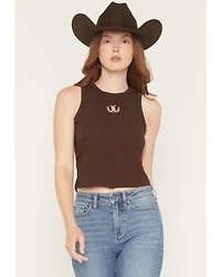 Originality Women's Horseshoe Embroidered Sleeveless Tank Top