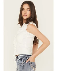 Miss Me Women's Ruffle Sleeveless Tie-Front Tank Top