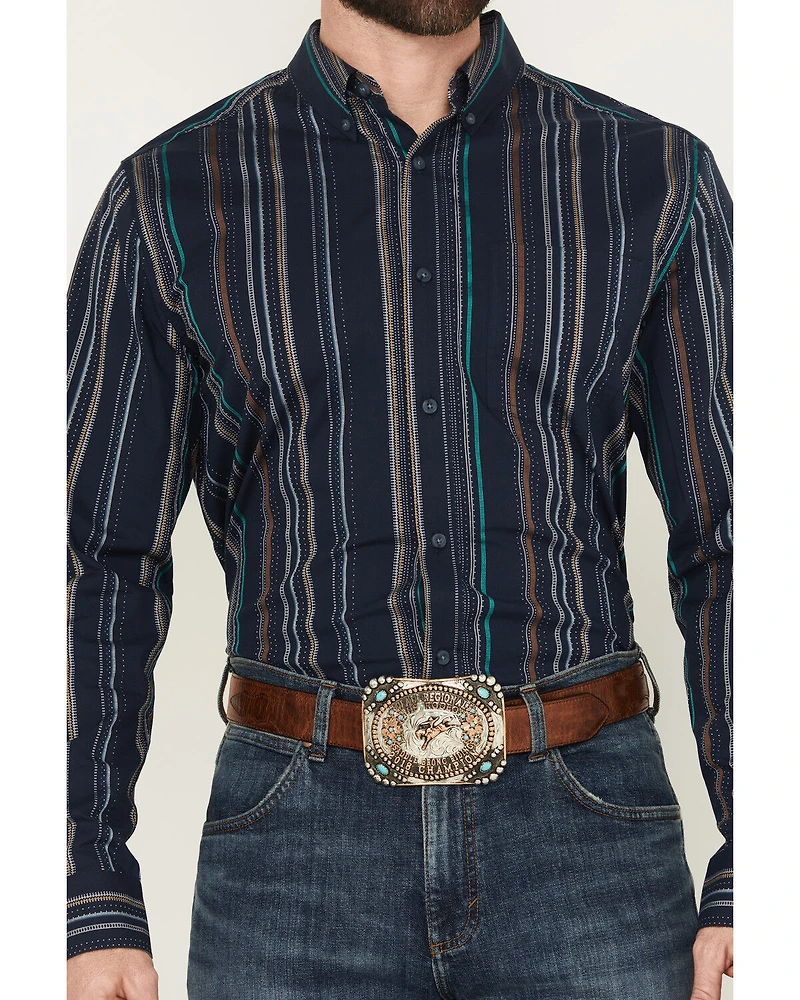 Cody James Men's Blake Striped Long Sleeve Button-Down Stretch Western Shirt