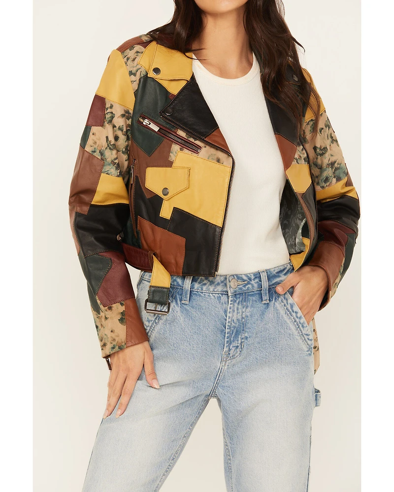 Cleo + Wolf Women's Patchwork Leather Jacket