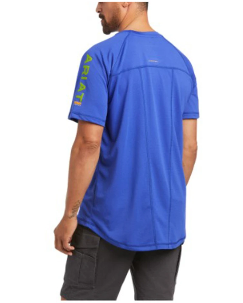 Ariat Men's Royal Blue Rebar Heat Fighter Logo Short Sleeve Work T-Shirt