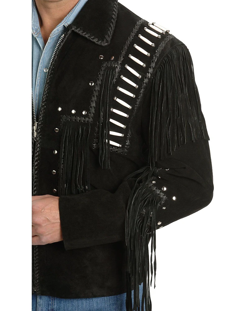 Liberty Wear Bone Fringed Leather Jacket
