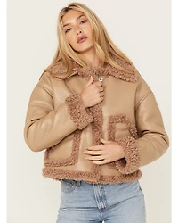 Cleo + Wolf Women's Reversible Sherpa Trimmed Moto Jacket