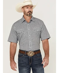 Wrangler Men's Plaid Print Short Sleeve Pearl Snap Stretch Western Shirt - Tall