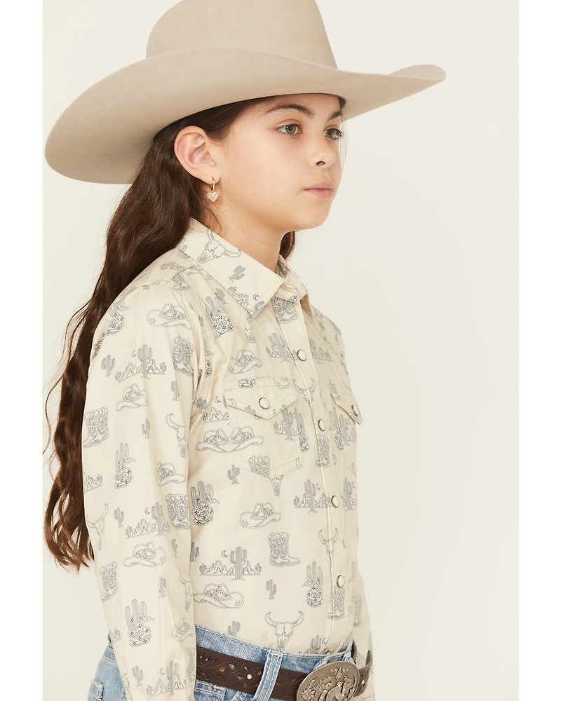 Ariat Girls' Desert Print Long Sleeve Snap Western Shirt