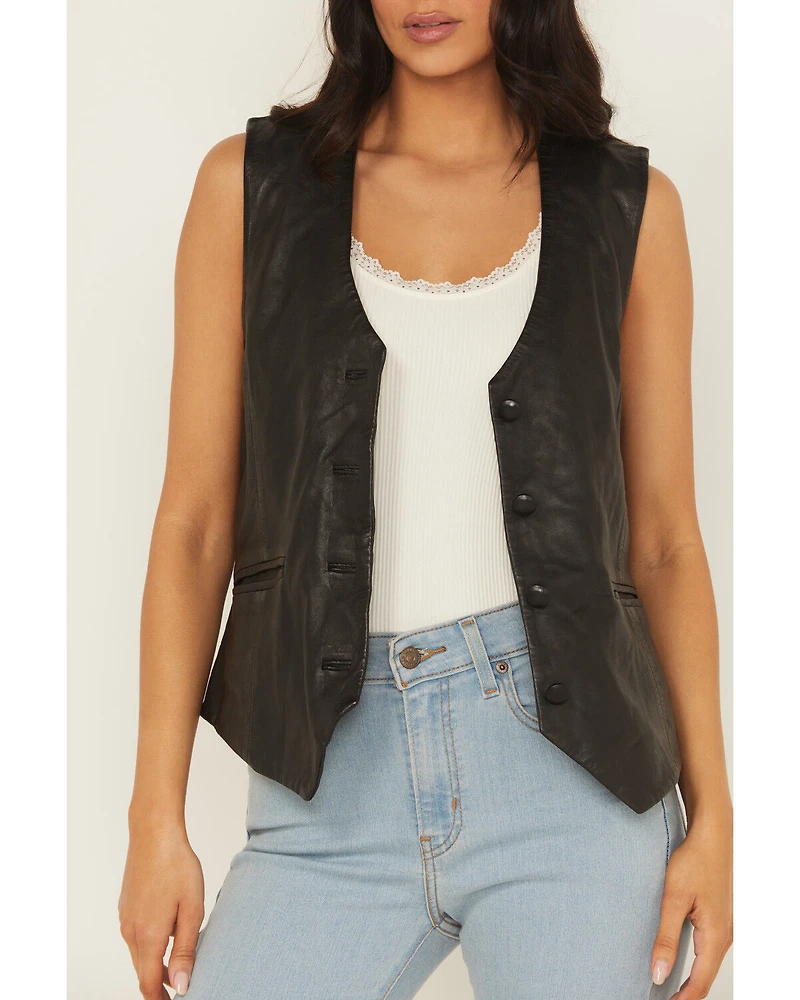 Mauritius Leather Women's Button-Down Vest