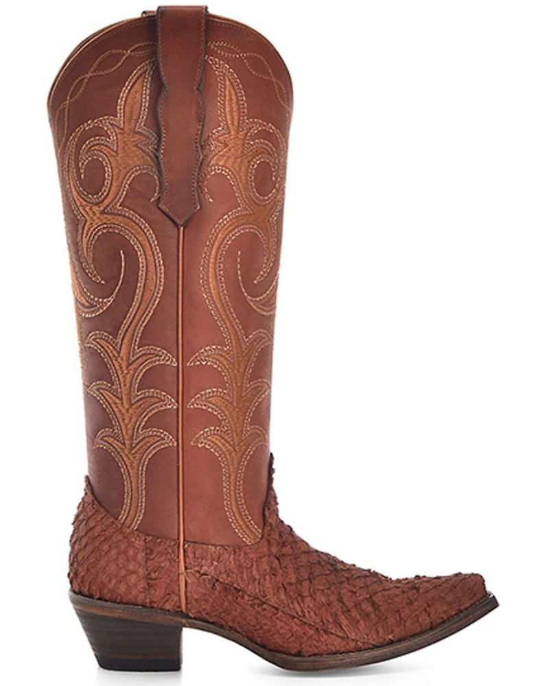 Circle G Women's Exotic Pirarucu Western Boots - Snip Toe